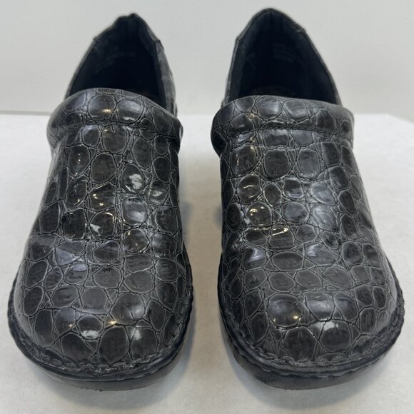 BOC Born Concept Womens Size 7 Gray Croc Faux Leather Peggy Slip On Clogs Shoes - Picture 2 of 15